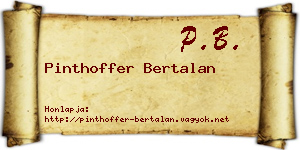 Pinthoffer Bertalan névjegykártya